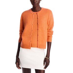 C by Bloomingdale's Cashmere Crewneck Cardigan Sweater SZ XL in Orange Sherbert